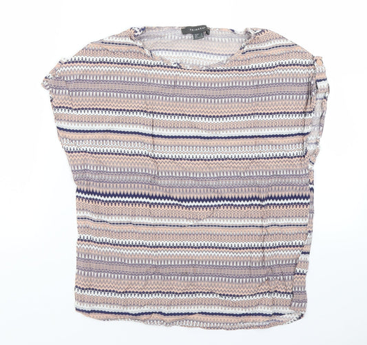 Primark Womens Brown Striped  Basic Blouse Size 6