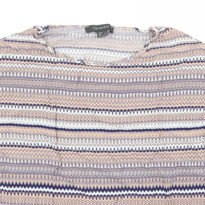 Primark Womens Brown Striped  Basic Blouse Size 6