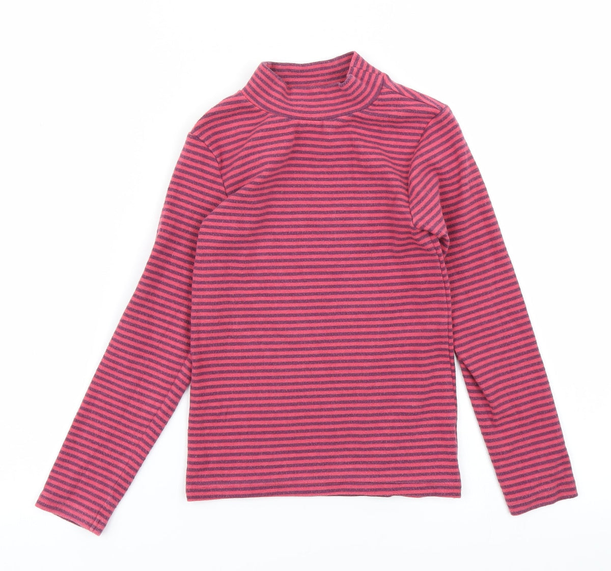 Additional front view of Next girls’ pink striped basic t-shirt, size 7, years