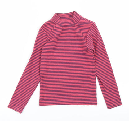 Additional front view of Next girls’ pink striped basic t-shirt, size 7, years
