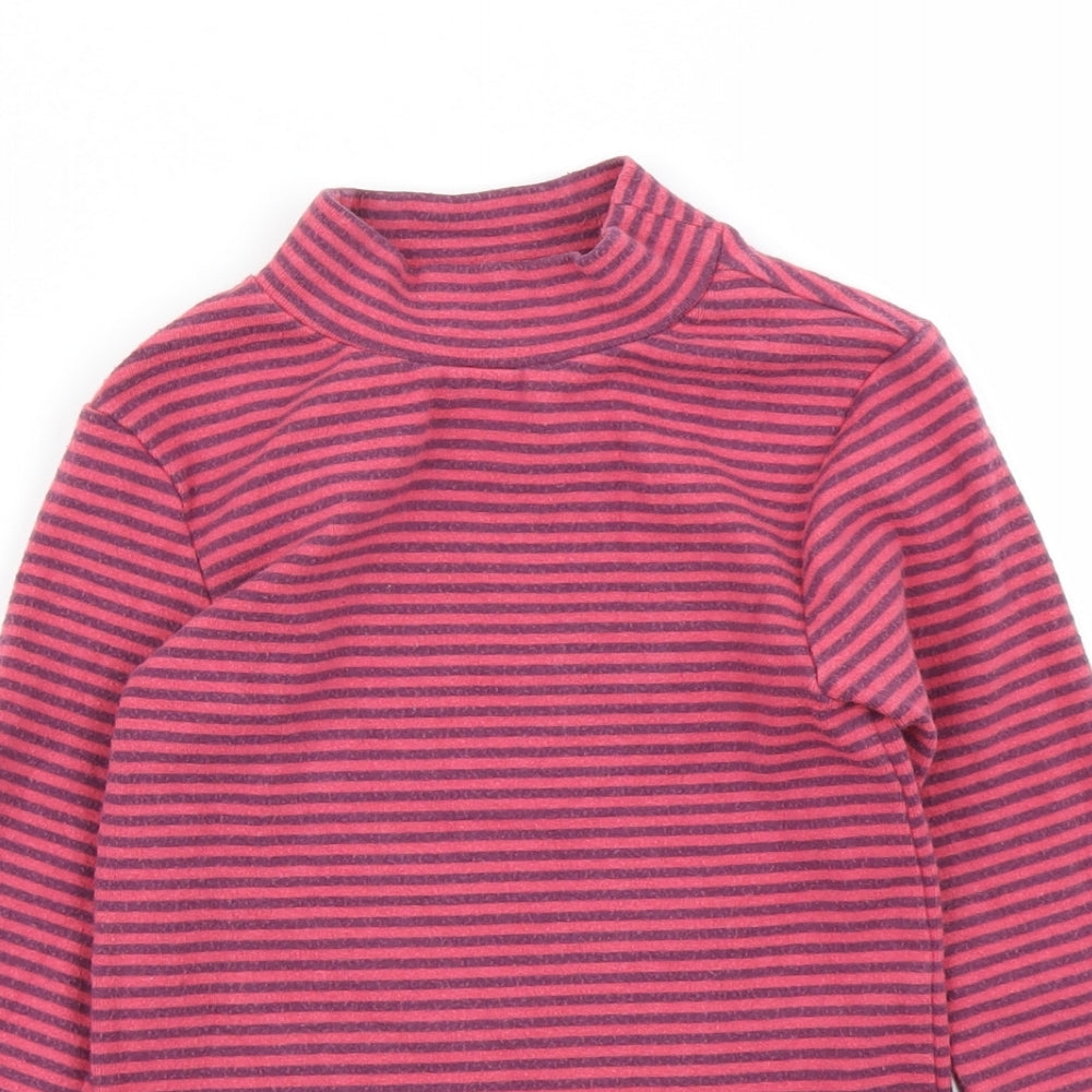 Close-up detail of Next girls’ pink striped basic t-shirt, size 7, years