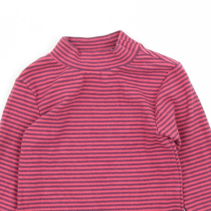 Close-up detail of Next girls’ pink striped basic t-shirt, size 7, years