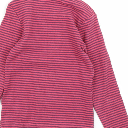 Brand and care label for Next girls’ pink striped basic t-shirt, size 7, years