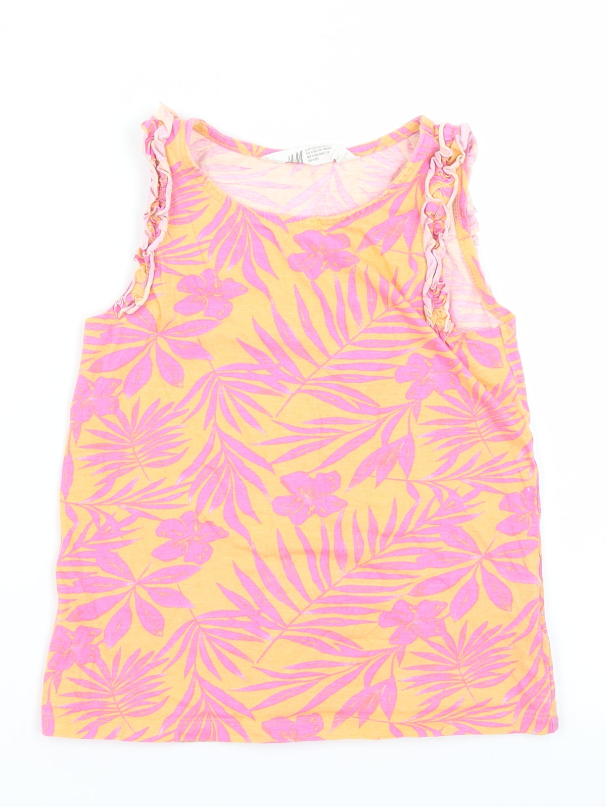 H&M Girls Orange Floral  Basic Tank Size 7-8 Years