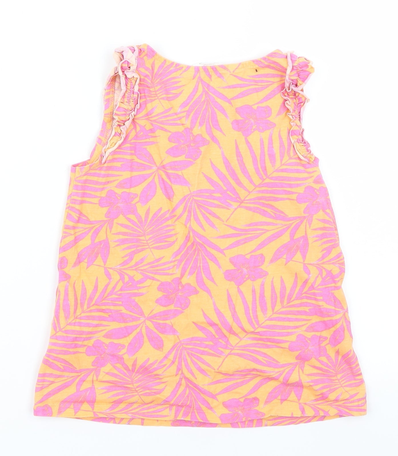 H&M Girls Orange Floral  Basic Tank Size 7-8 Years