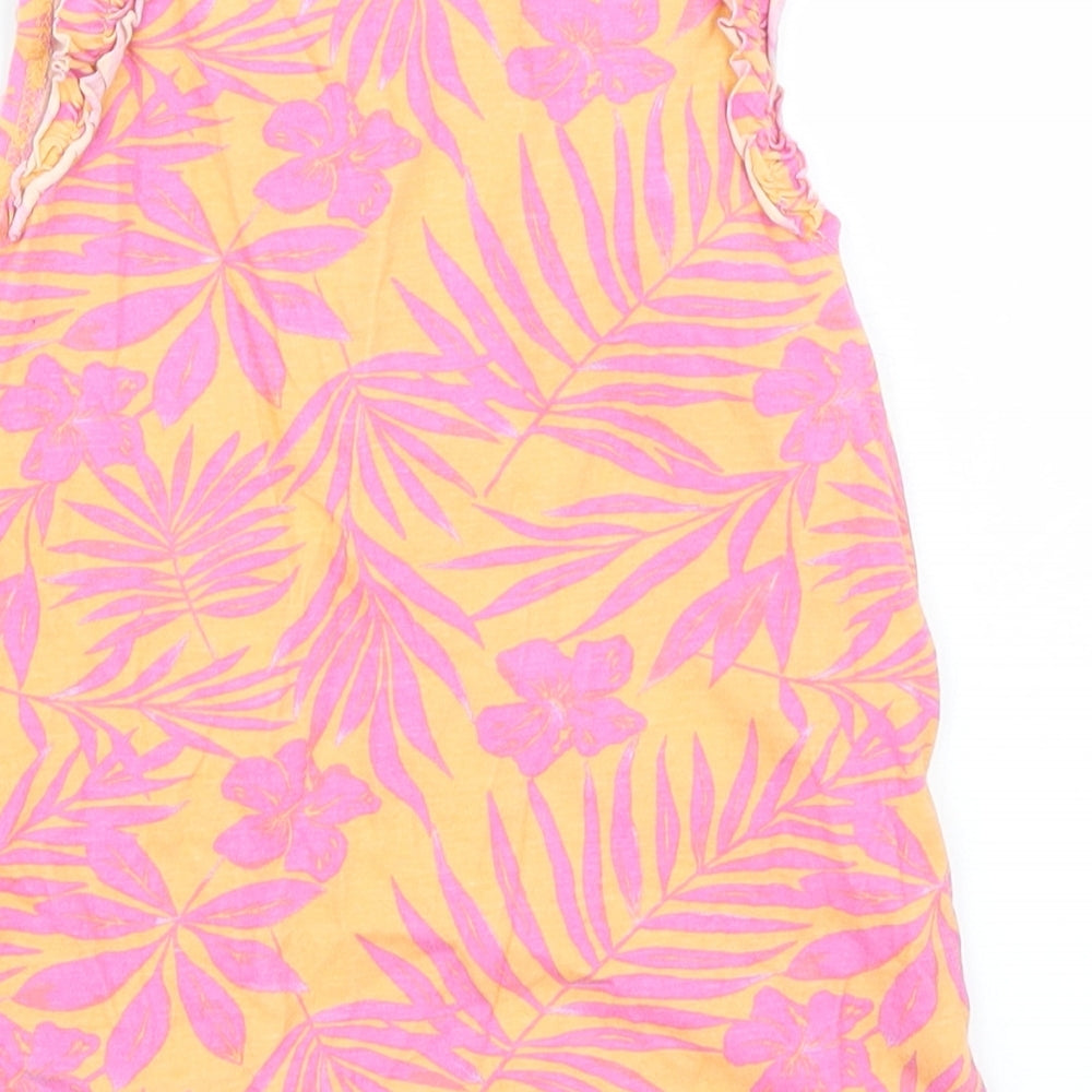H&M Girls Orange Floral  Basic Tank Size 7-8 Years