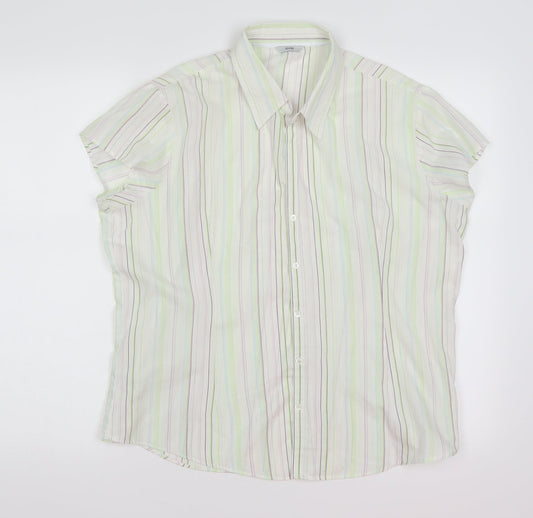 E-vie Womens White Striped  Basic Button-Up Size 16