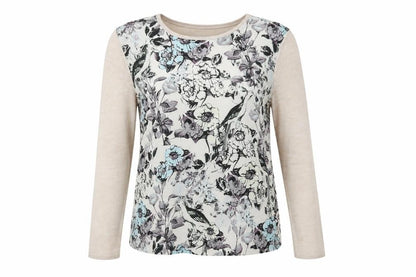 Warehouse Womens Beige Floral  Pullover Jumper Size S