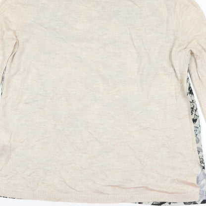 Warehouse Womens Beige Floral  Pullover Jumper Size S