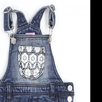 F&F Girls Blue  Denim Pinafore/Dungaree Dress  Size 3-6 Months
