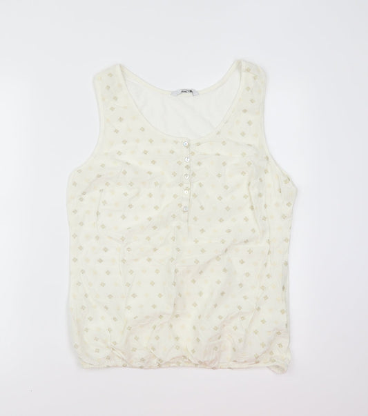 George Womens Ivory Geometric  Basic T-Shirt Size 14