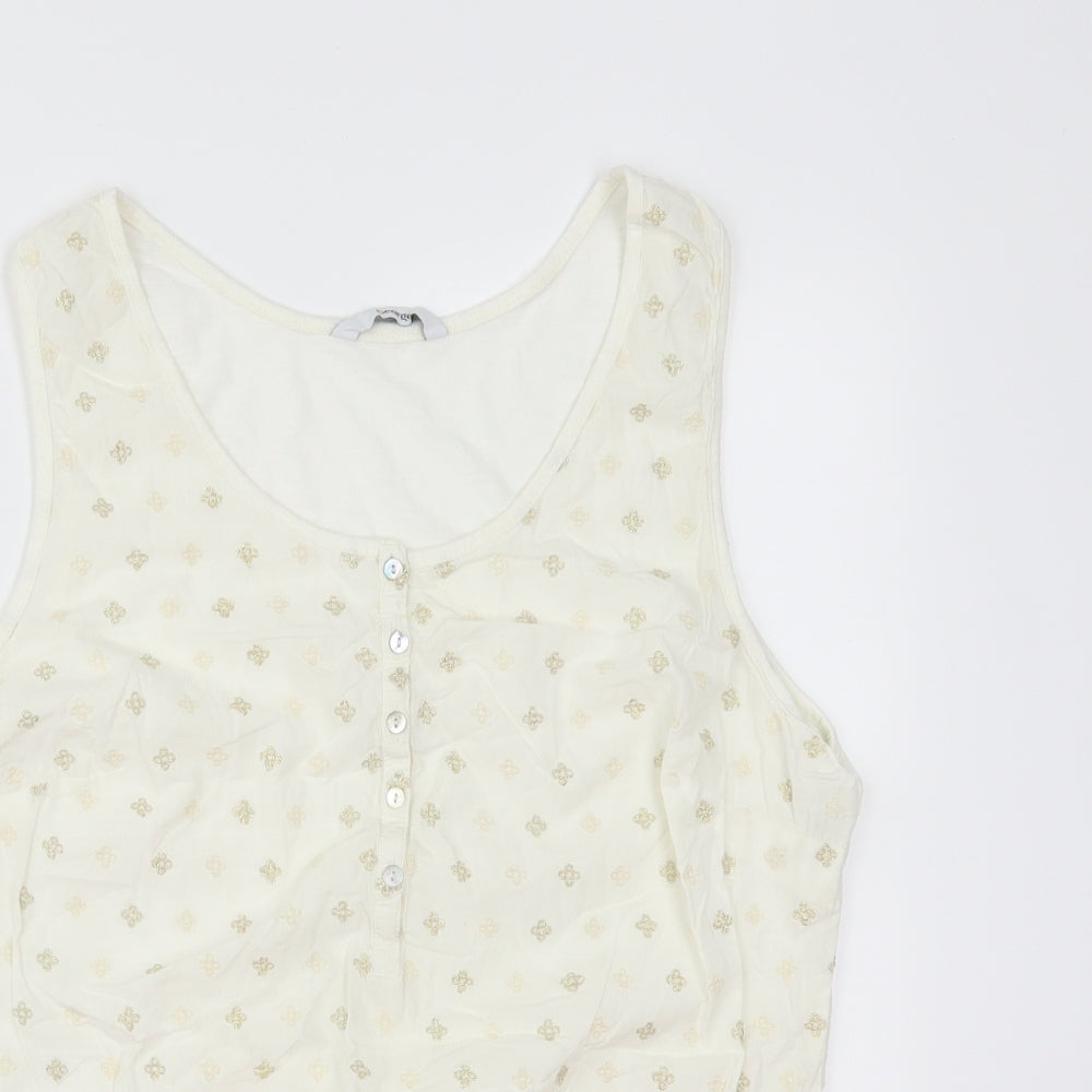 George Womens Ivory Geometric  Basic T-Shirt Size 14