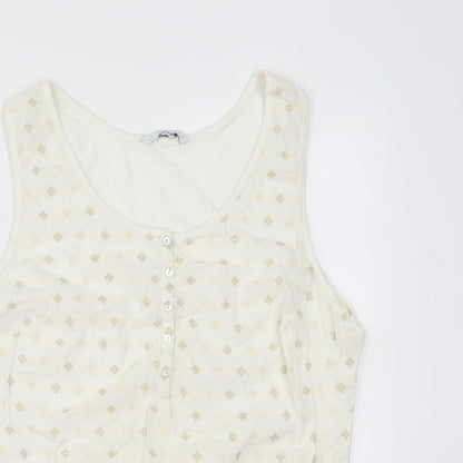 George Womens Ivory Geometric  Basic T-Shirt Size 14