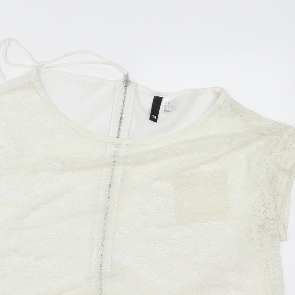 Womens UK Size 14 H&M White Basic T-Shirt