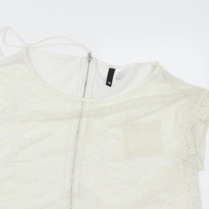 Womens UK Size 14 H&M White Basic T-Shirt
