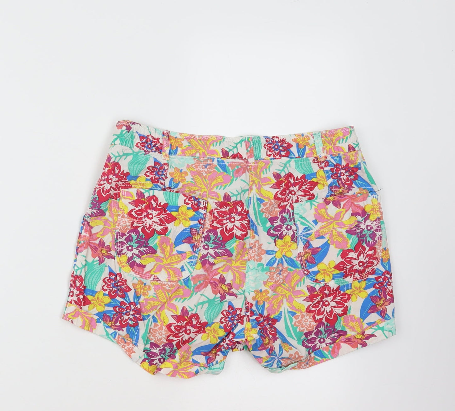 Peacocks Womens White Floral  Paperbag Shorts Size 8