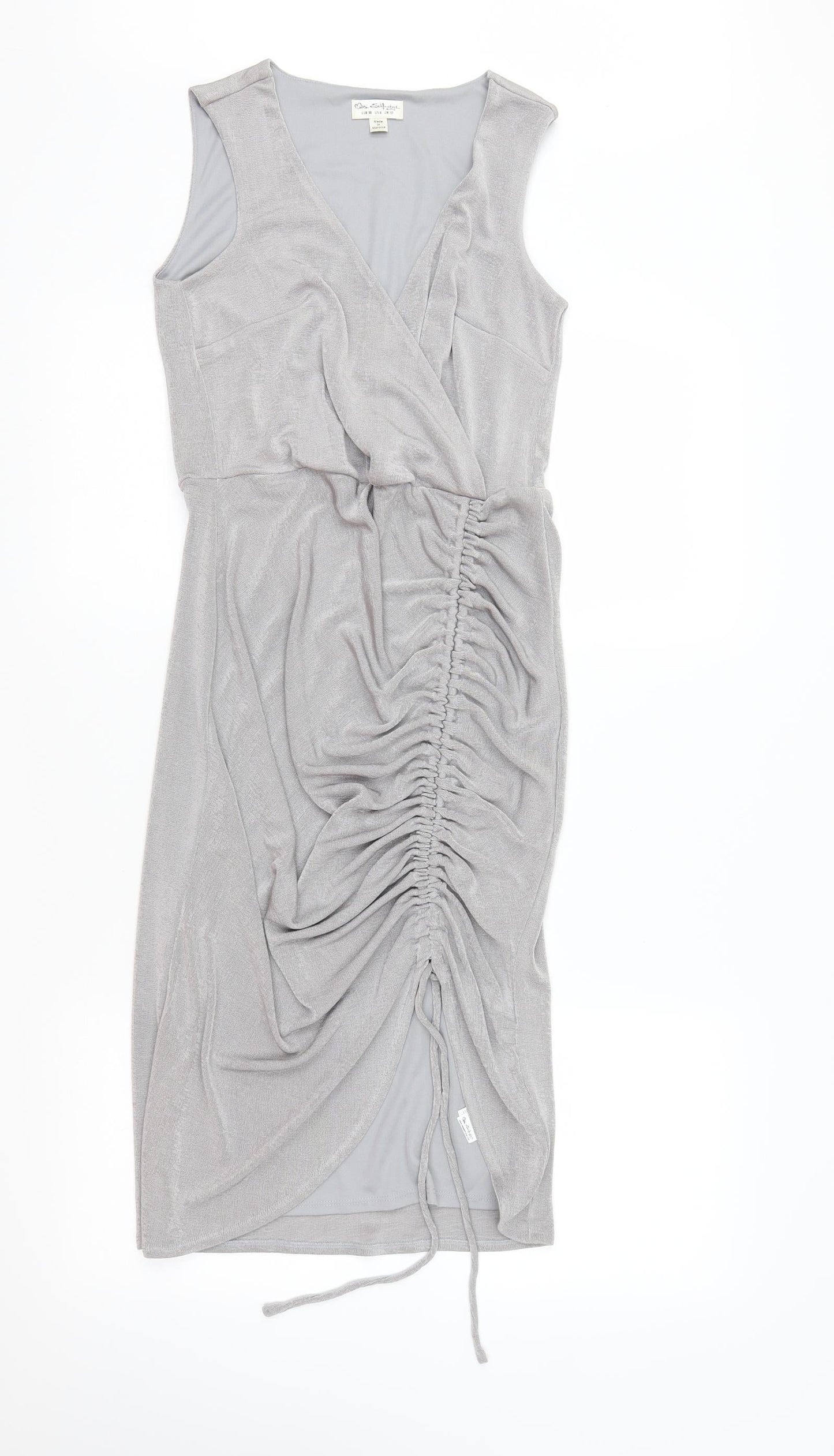 Miss Selfridge Womens Silver   Bodycon  Size 10  - gathered front