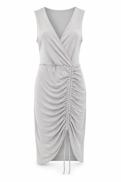 Miss Selfridge Womens Silver   Bodycon  Size 10  - gathered front