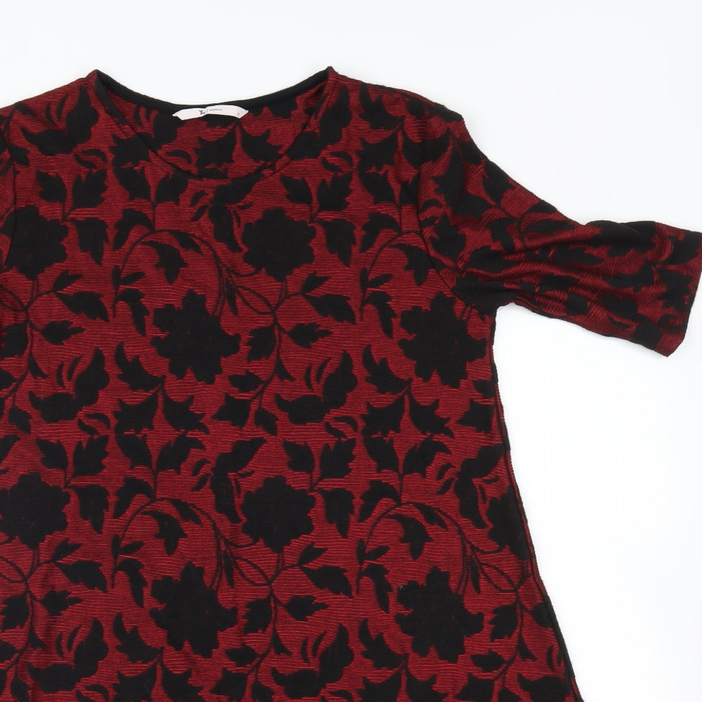 TU Womens Red Floral  A-Line  Size 8