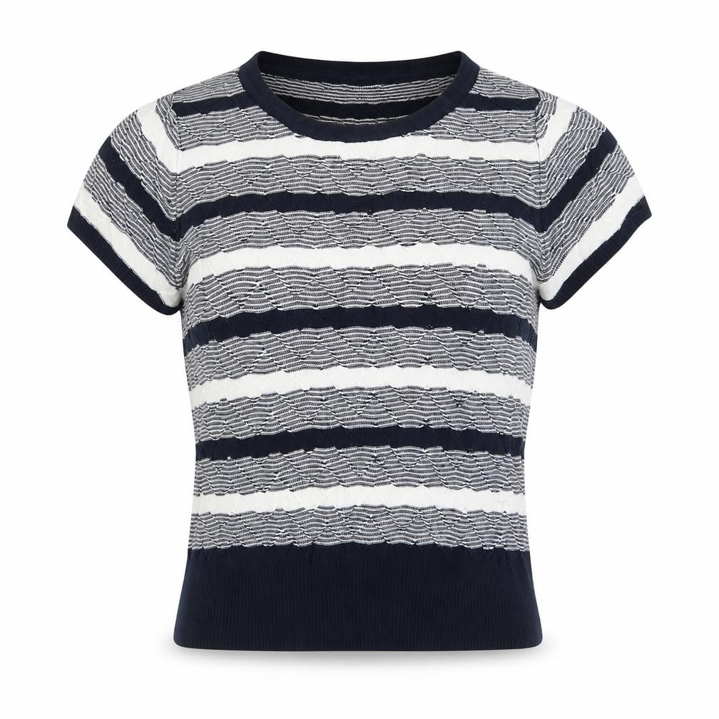 Front view of Principles women’s multicoloured striped jumper, size UK 8