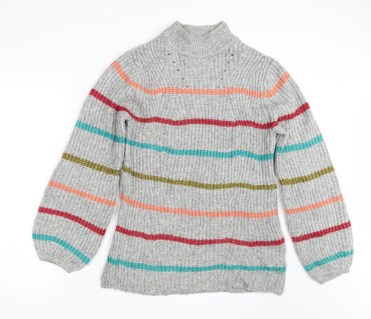 Papaya Womens Grey Striped  Pullover Jumper Size M
