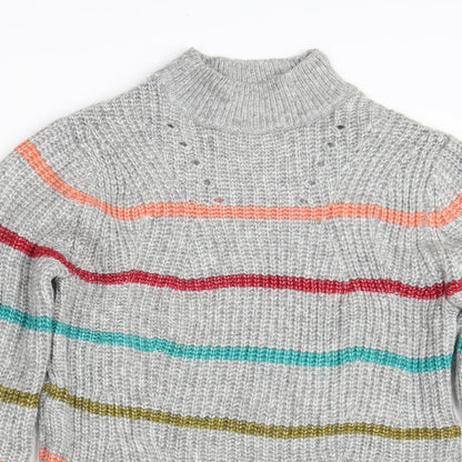 Papaya Womens Grey Striped  Pullover Jumper Size M