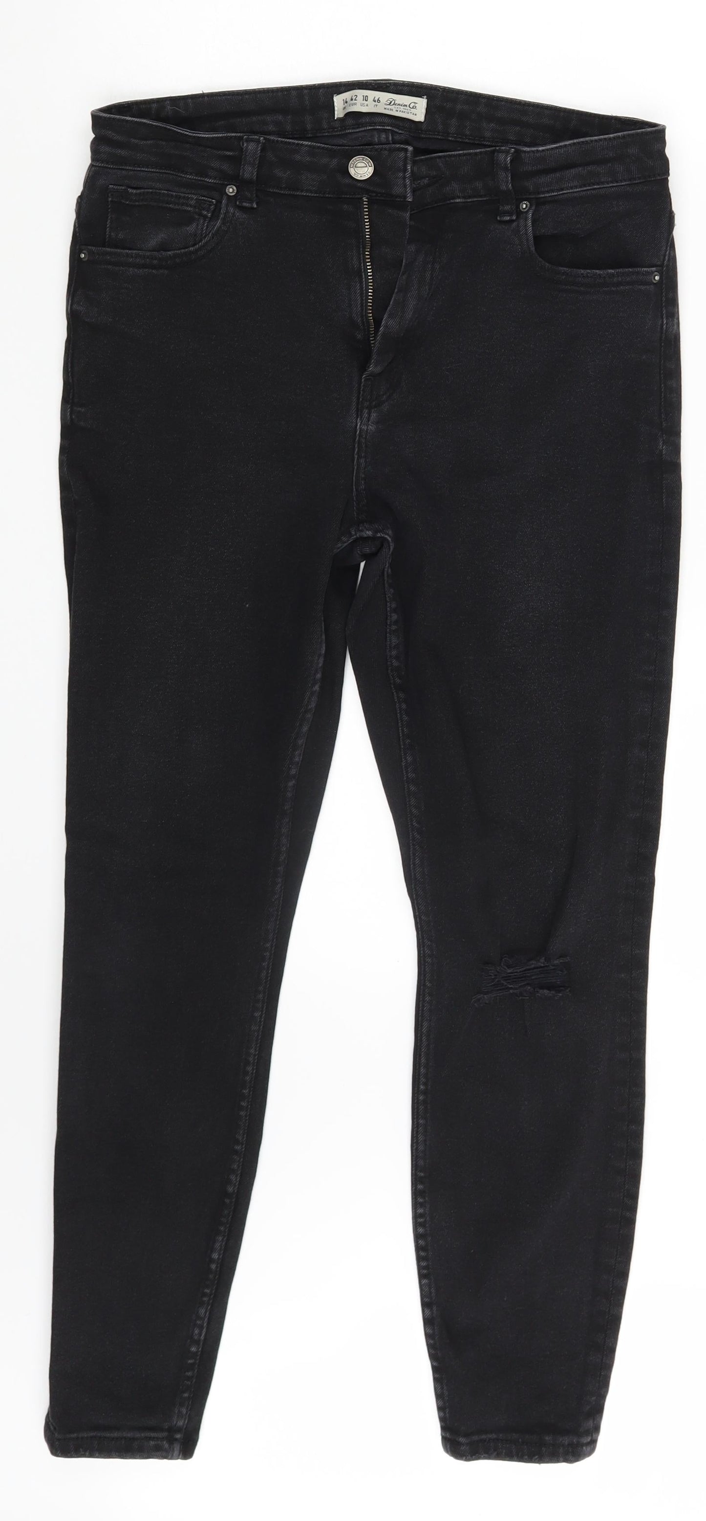 Denim & Co. Womens Black  Denim Skinny Jeans Size 14 L26 in