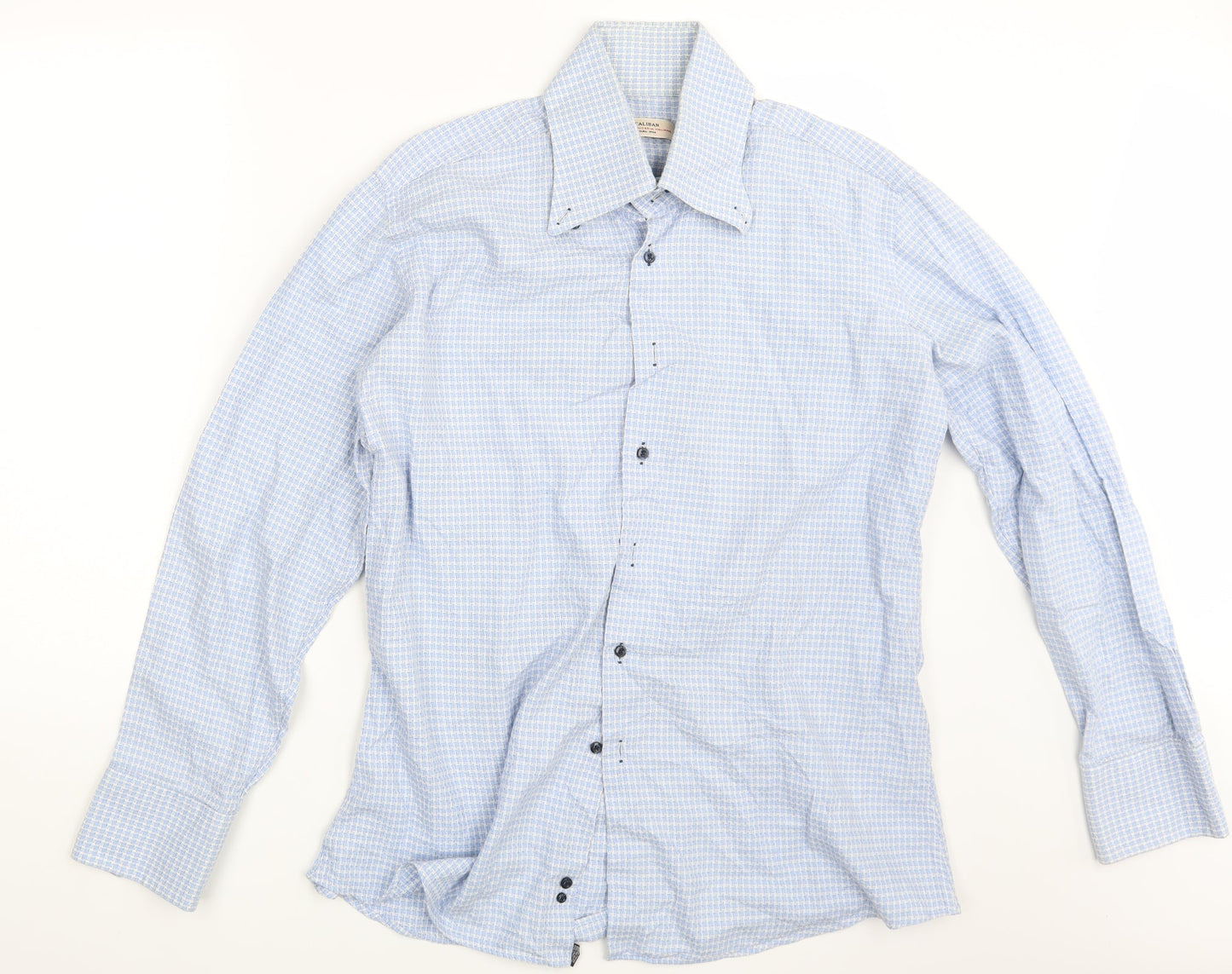 Mens UK Size One Size Caliban Blue  Button-Up Long Sleeve Casual Shirt