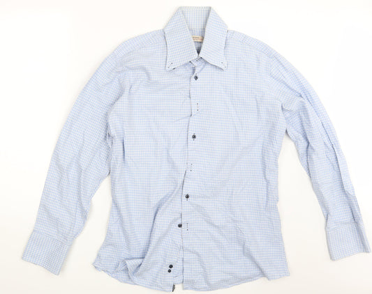 Mens UK Size One Size Caliban Blue  Button-Up Long Sleeve Casual Shirt