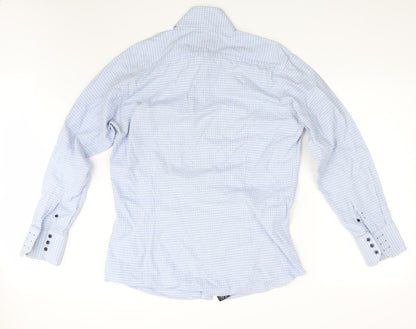 Mens UK Size One Size Caliban Blue  Button-Up Long Sleeve Casual Shirt