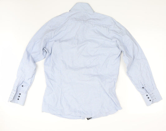 Mens UK Size One Size Caliban Blue  Button-Up Long Sleeve Casual Shirt