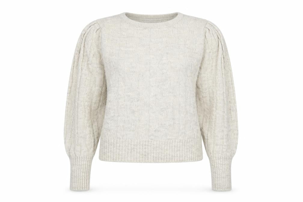 Front view of cortfelli women’s beige jumper, size UK 10