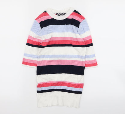 M&s Womens Multicoloured Striped  Basic T-Shirt Size 8