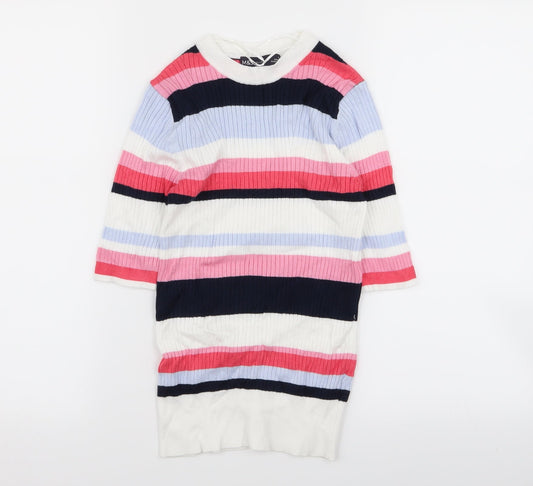 M&s Womens Multicoloured Striped  Basic T-Shirt Size 8