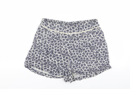 New Look Womens Blue Geometric  Hot Pants Shorts Size 10