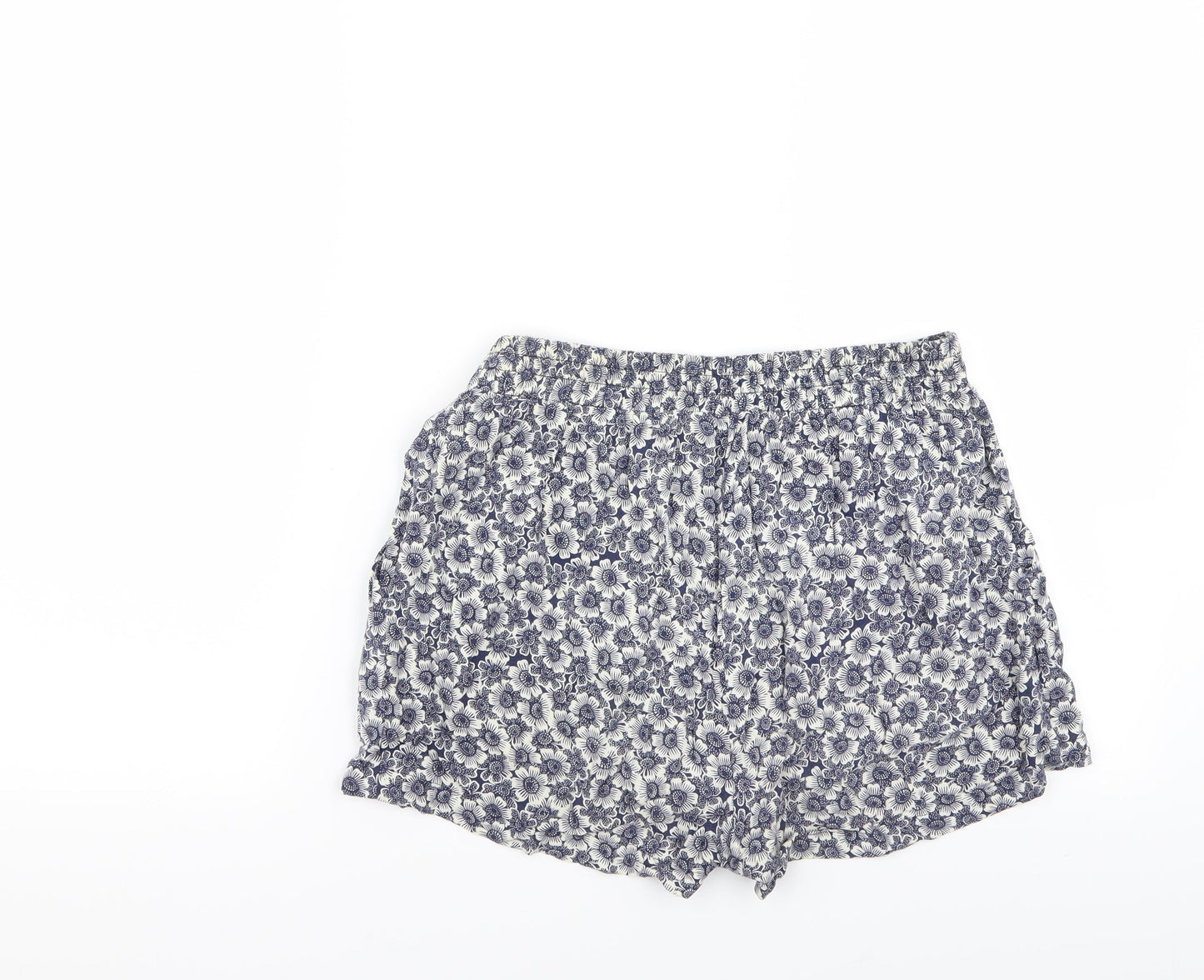 New Look Womens Blue Geometric  Hot Pants Shorts Size 10