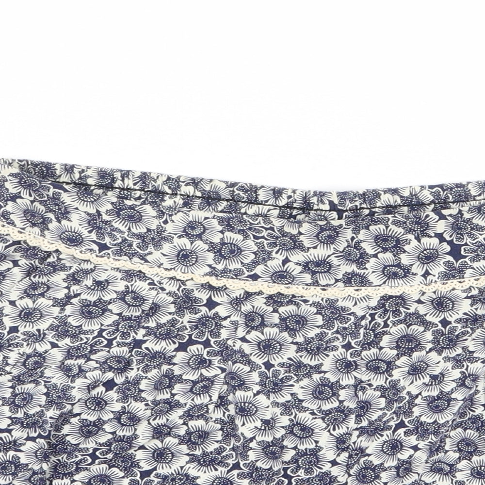 New Look Womens Blue Geometric  Hot Pants Shorts Size 10