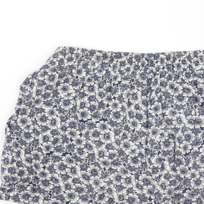 New Look Womens Blue Geometric  Hot Pants Shorts Size 10