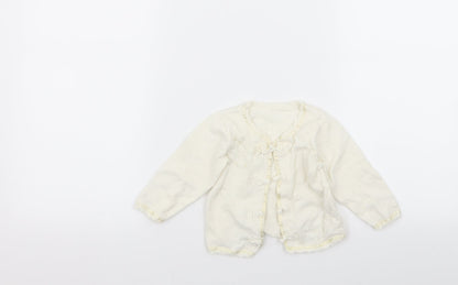 m Girls White   Cardigan Jumper Size 6-9 Months