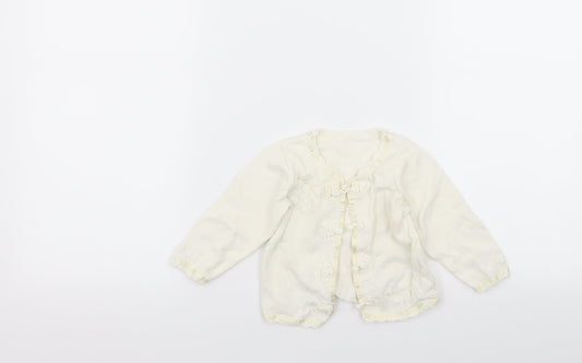 m Girls White   Cardigan Jumper Size 6-9 Months