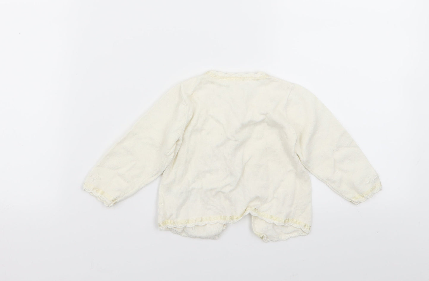 m Girls White   Cardigan Jumper Size 6-9 Months