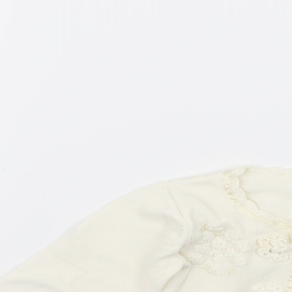 m Girls White   Cardigan Jumper Size 6-9 Months