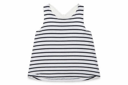 Front view of H&M girls’ multicoloured striped basic tank, size 9-10, years