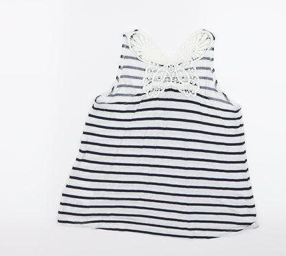 Back view of H&M girls’ multicoloured striped basic tank, size 9-10, years