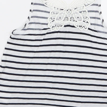 Brand and care label for H&M girls’ multicoloured striped basic tank, size 9-10, years
