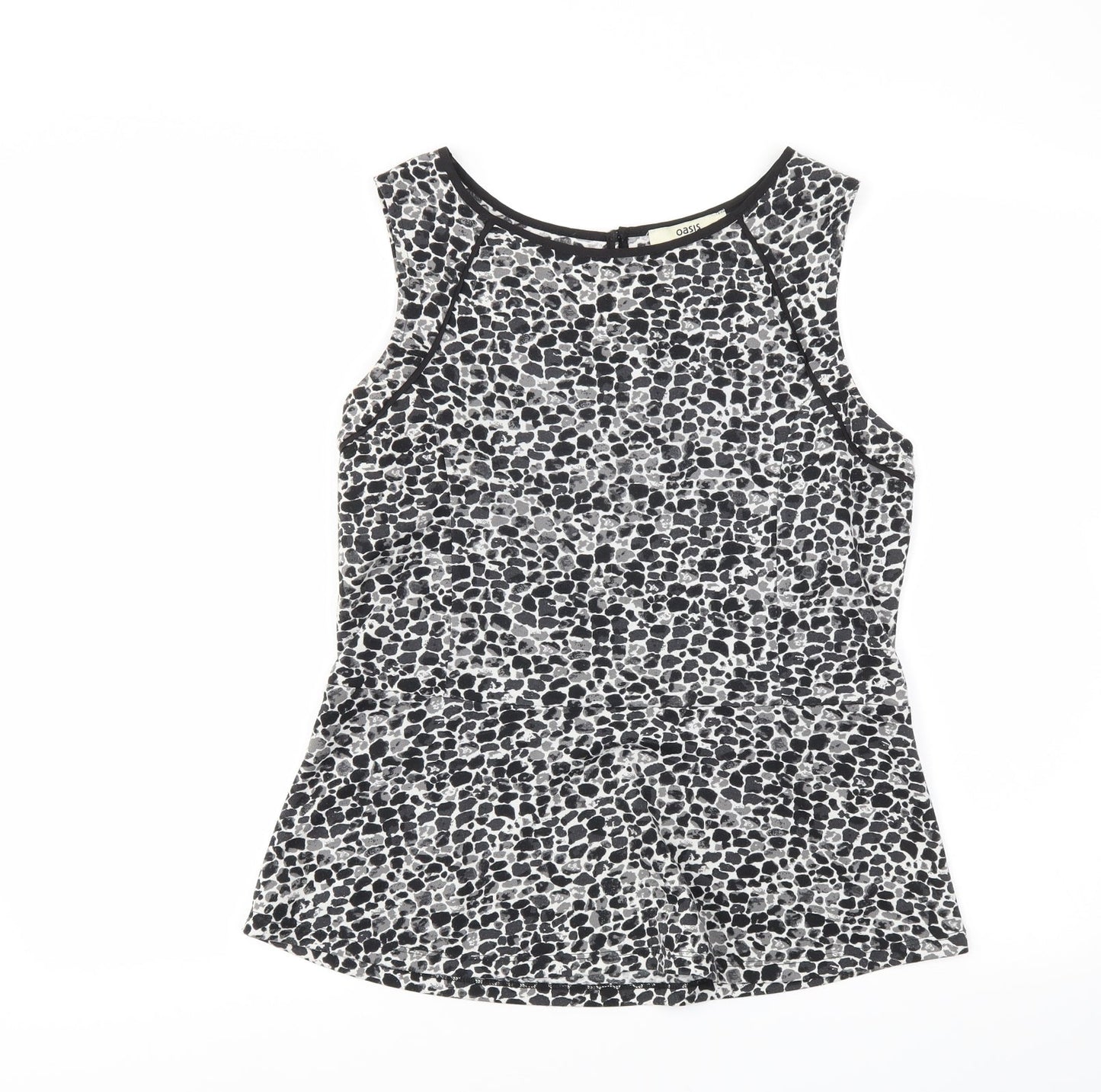 Oasis Womens Black Animal Print  Basic T-Shirt Size M
