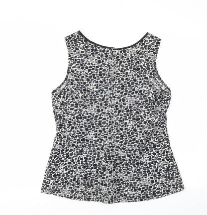 Oasis Womens Black Animal Print  Basic T-Shirt Size M