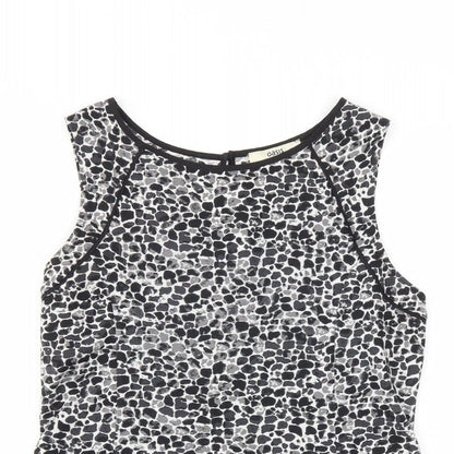 Oasis Womens Black Animal Print  Basic T-Shirt Size M