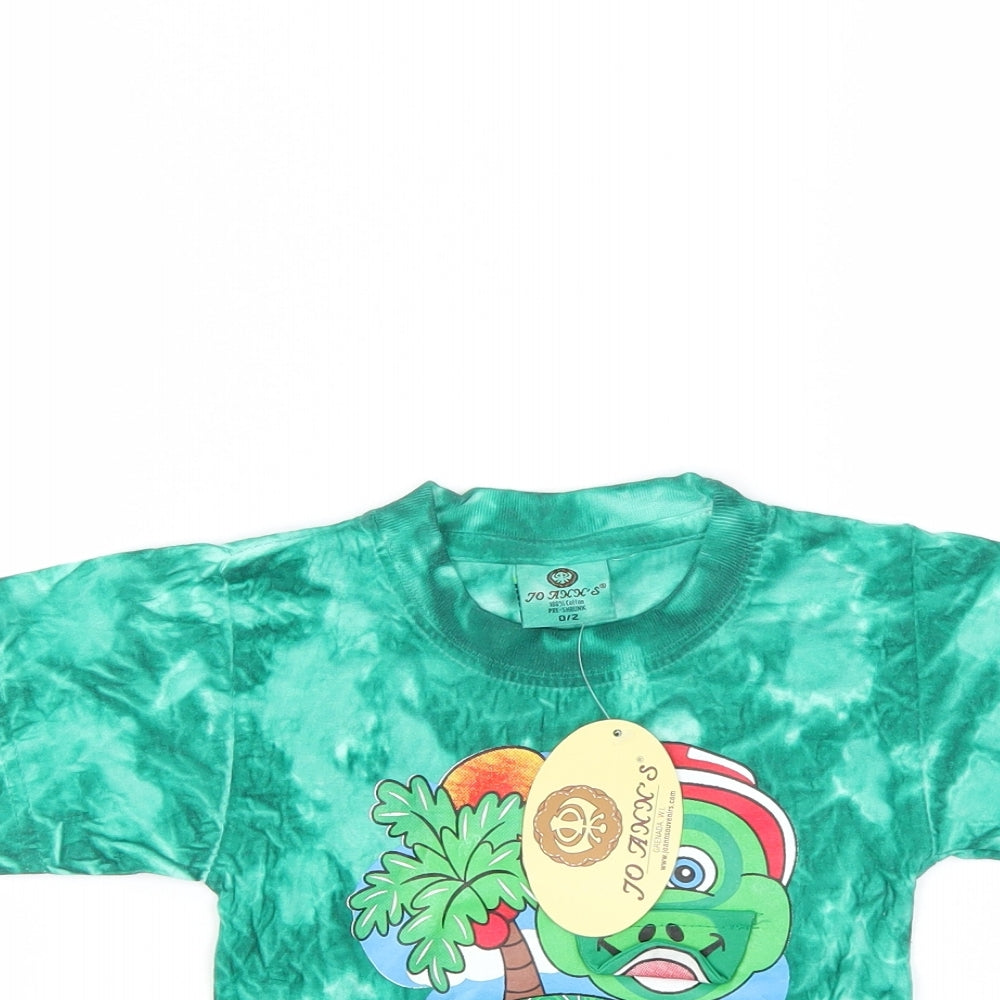 Preworn Boys Green Animal Print  Pullover T-Shirt Size 2 Years