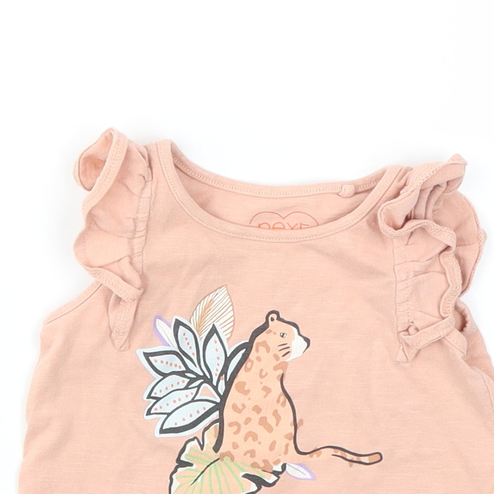 NEXT Girls Pink Animal Print  Basic T-Shirt Size 12-18 Months